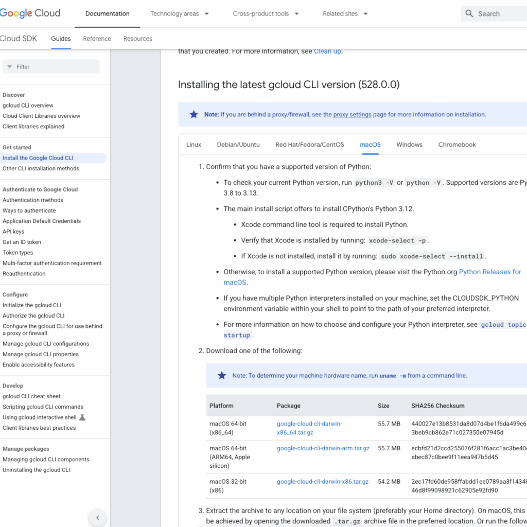 Pagina da Google Cloud