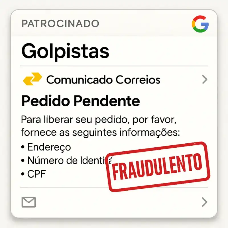 Golpistas usam anúncios do Google para enviar e-mails falsos