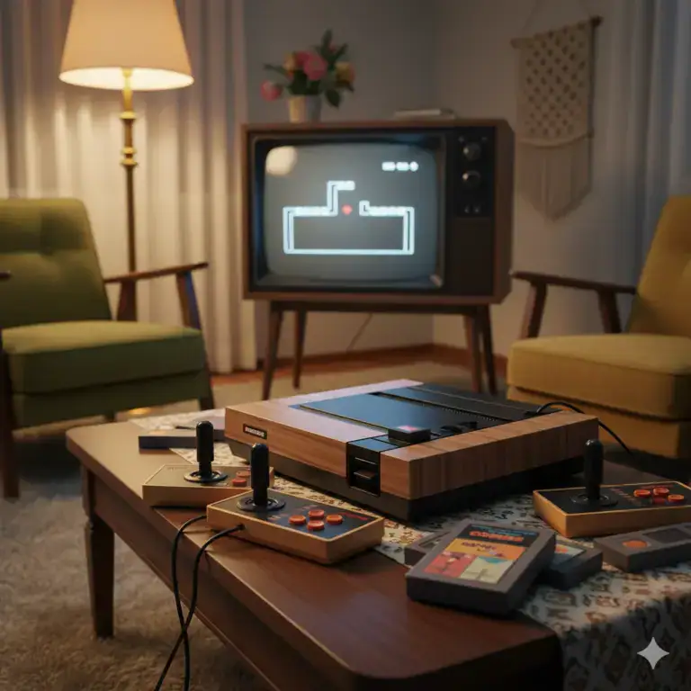 Atari 2600, videogames clássicos, lançamento Atari, história dos games, console retro, Nolan Bushnell, tecnologia 1977