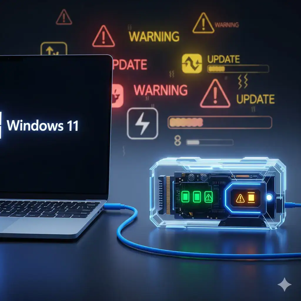 Windows 11 SSD, falha em SSD Windows, atualização KB5063878, Microsoft nega problema disco, corrupção de dados Windows, bugs atualização Windows, SSD NVMe, desempenho disco Windows